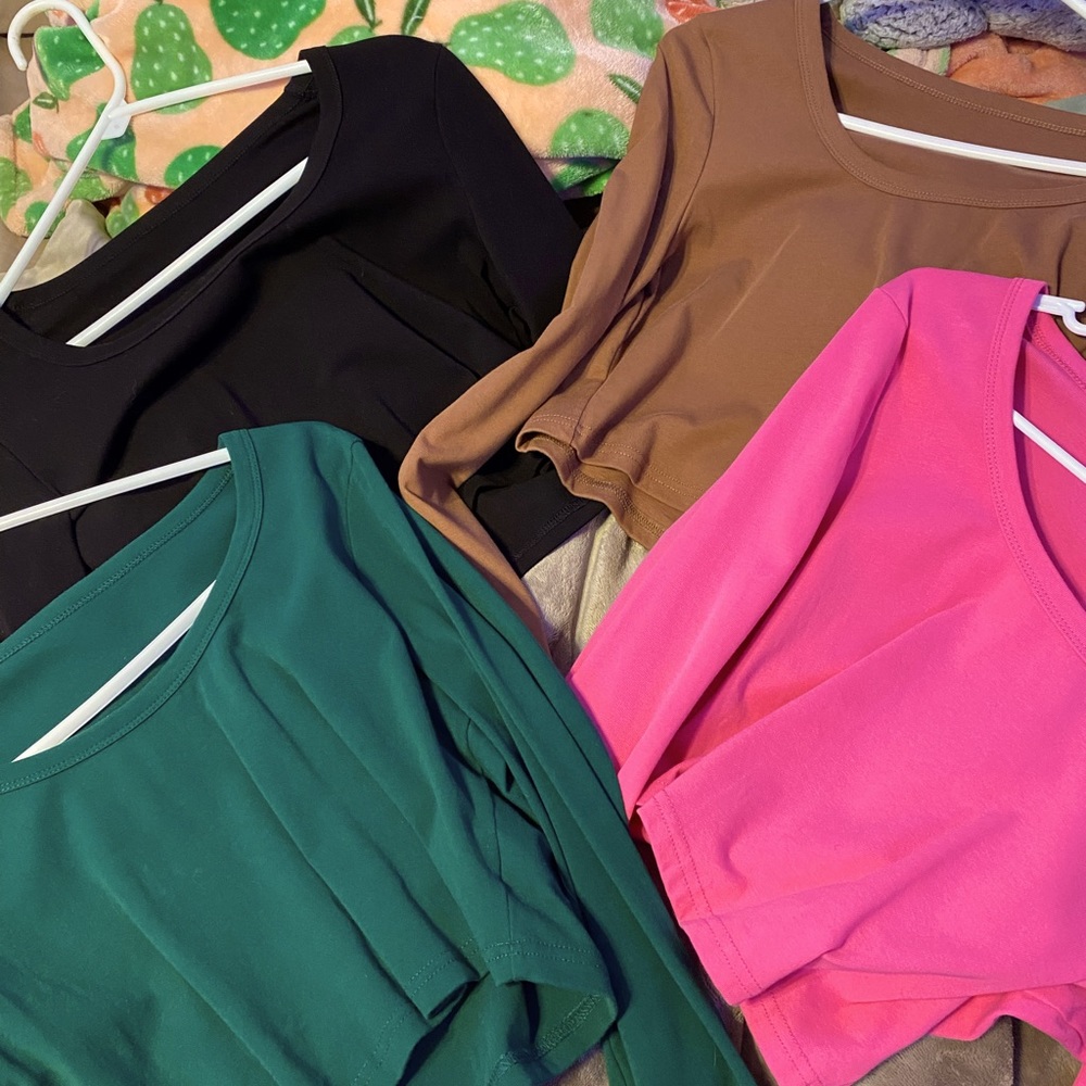 Shein Solid Fitted Crop Tees